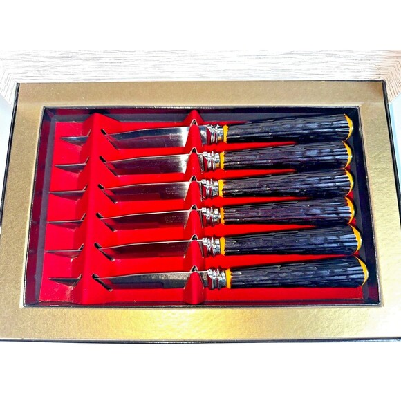 Regent Sheffield Stainless Steel Steak Forever Sharp Knives Faux Bone Boxed - Picture 12 of 16